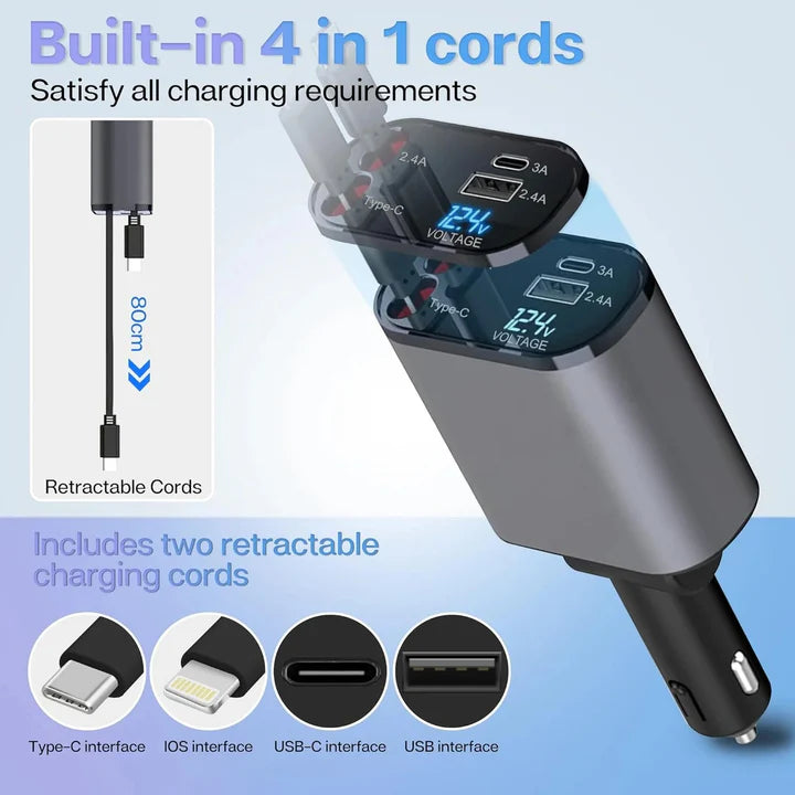 🔥Limited Stock - 4 in 1 Retractable Car Charger