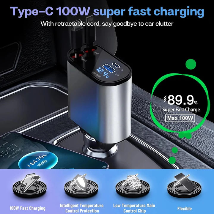 🔥Limited Stock - 4 in 1 Retractable  Car Charger